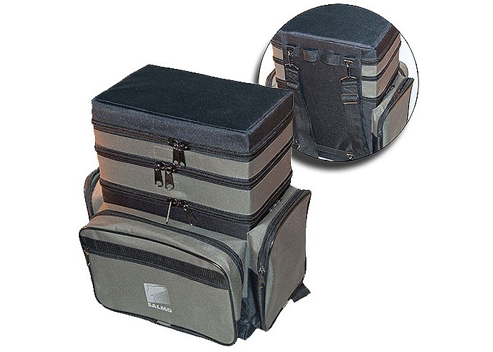 Ящик-сумка-рюкзак рыболовный зимний Salmo пенопластовый 3-х ярусный B-3LUX