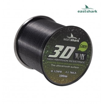Леска EastShark 3D CAMO WAX 300м 0,25 мм серая